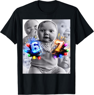 Baby 67 Six Seven Hand Funny Ai Baby Meme T-Shirt - T-Shirt | Black