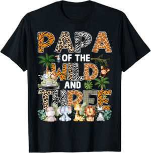 Papa Of The Wild Three Zoo 3Rd Birthday Safari Jungle T-Shirt - T-Shirt | Black