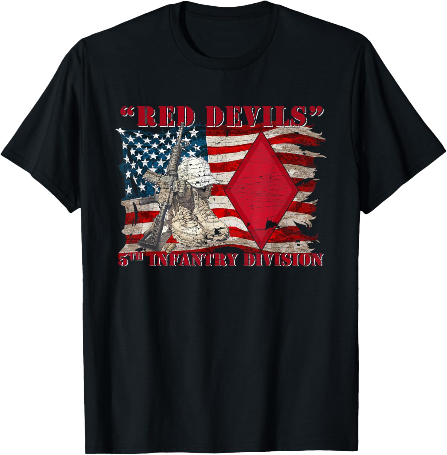5th Infantry Division 5th ID Red Diamond Division T-Shirt - T-Shirt | Black