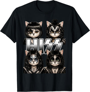 Hiss Cat Kittens Lovers Rock Rockin Birthday Gifts Men Women T-Shirt - T-Shirt | Black