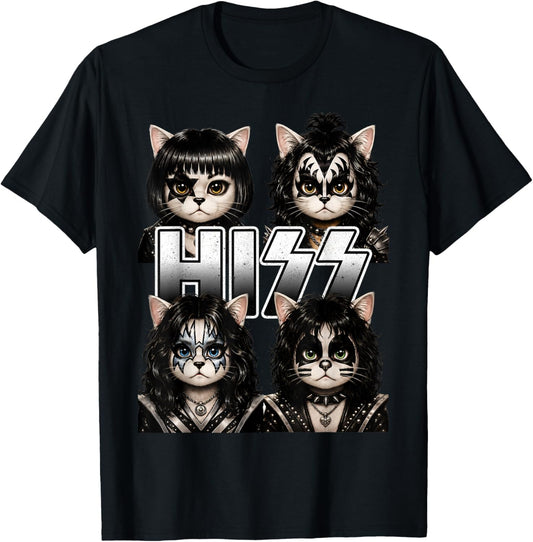 Hiss Cat Kittens Lovers Rock Rockin Birthday Gifts Men Women T-Shirt - T-Shirt | Black