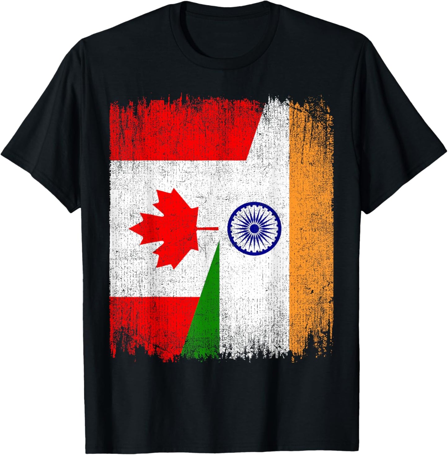 Half Canada India Flag Canadian Indian Pride Roots T-Shirt - T-Shirt | Black