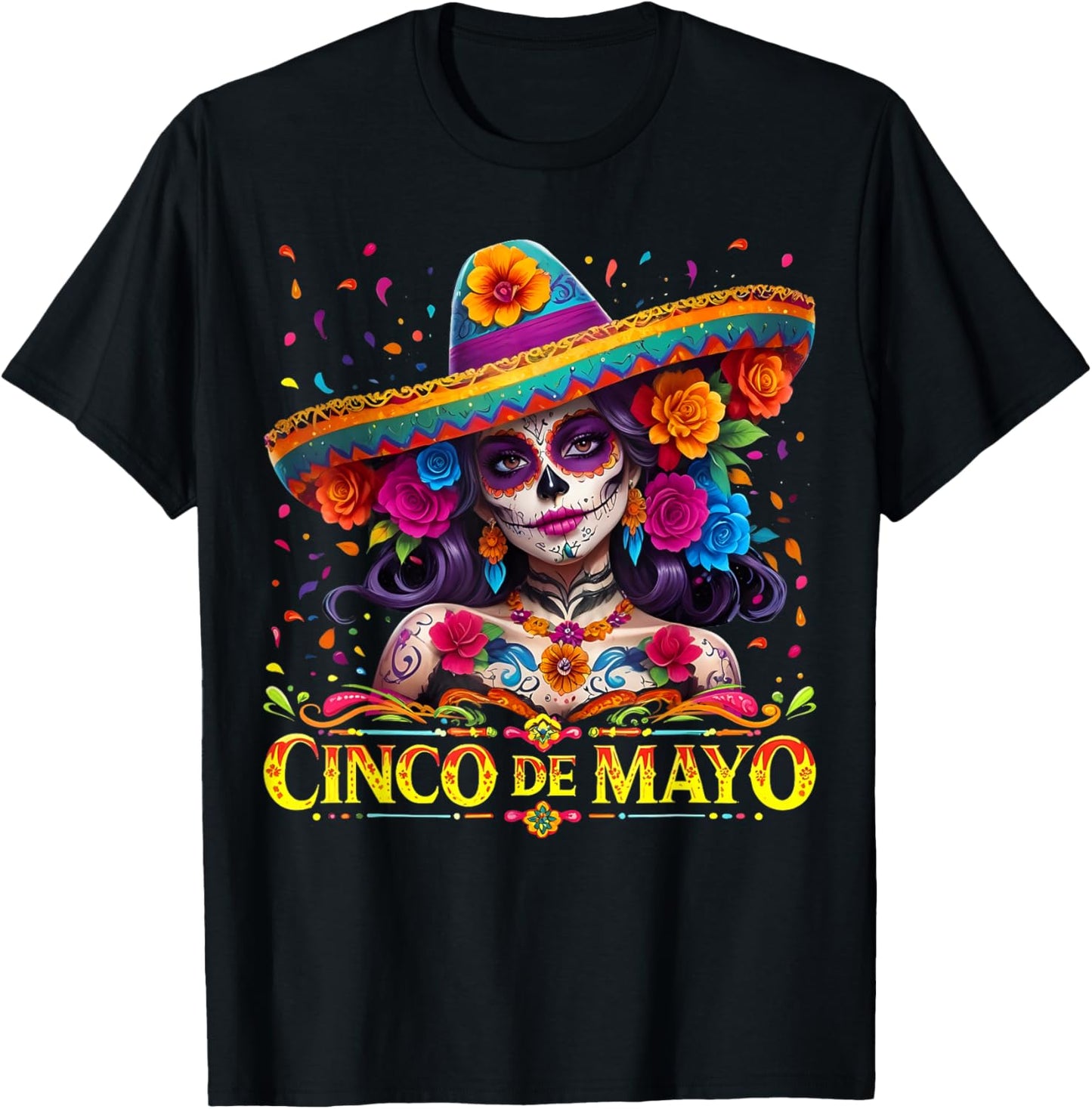 Cinco De Mayo 2025 Mexican Fiesta 5 De Mayo Girls Women T-Shirt - T-Shirt | Black