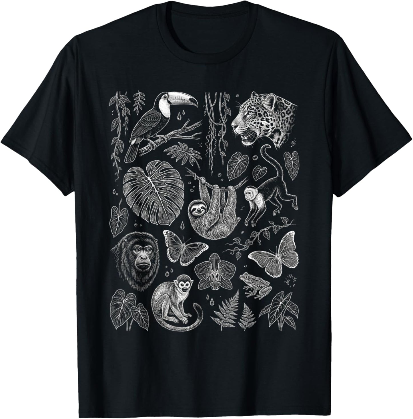 Animaux de la Jungle Animaux tropicaux Graphiques T-Shirt - T-Shirt | Black