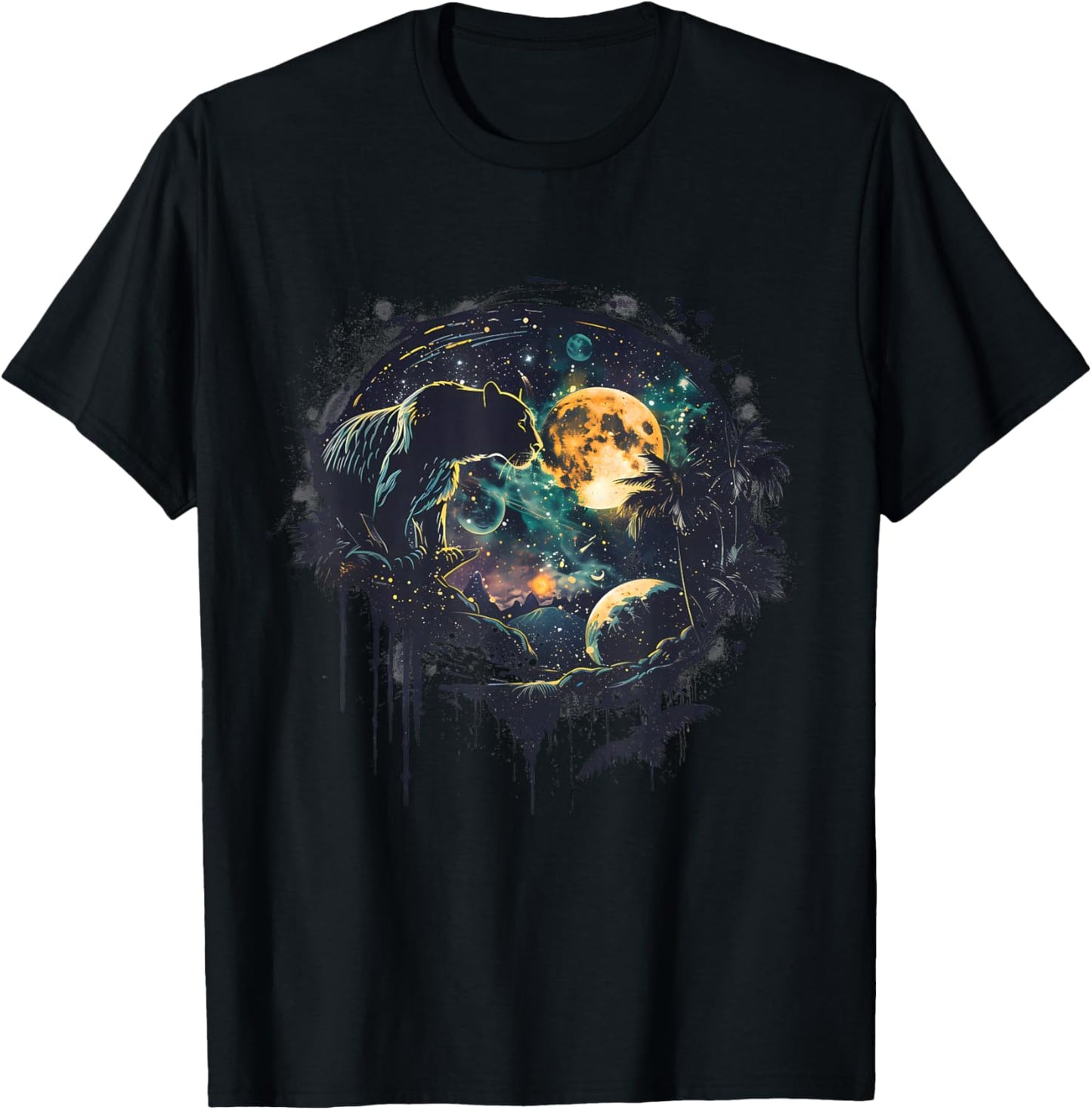 Panther Wildlife Nature Moon Panther Lover Jungle Motif T-Shirt - T-Shirt | Black