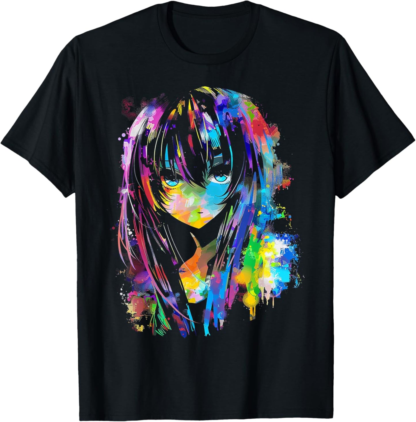 Anime Manga Graphic Colorful Art Anime T-Shirt - T-Shirt | Black