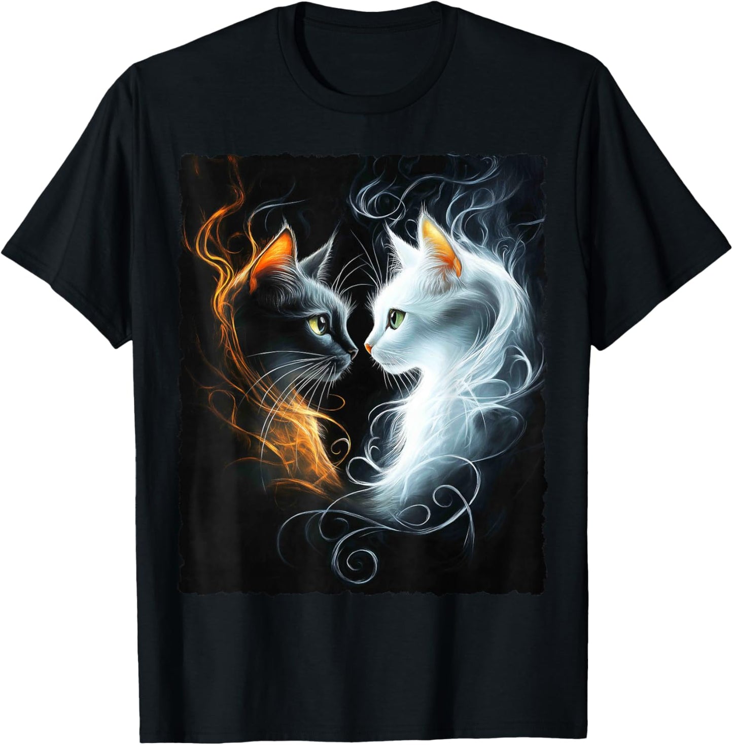 Cute Magical Cat Kitten Fantasy Art Design T-Shirt - T-Shirt | Black