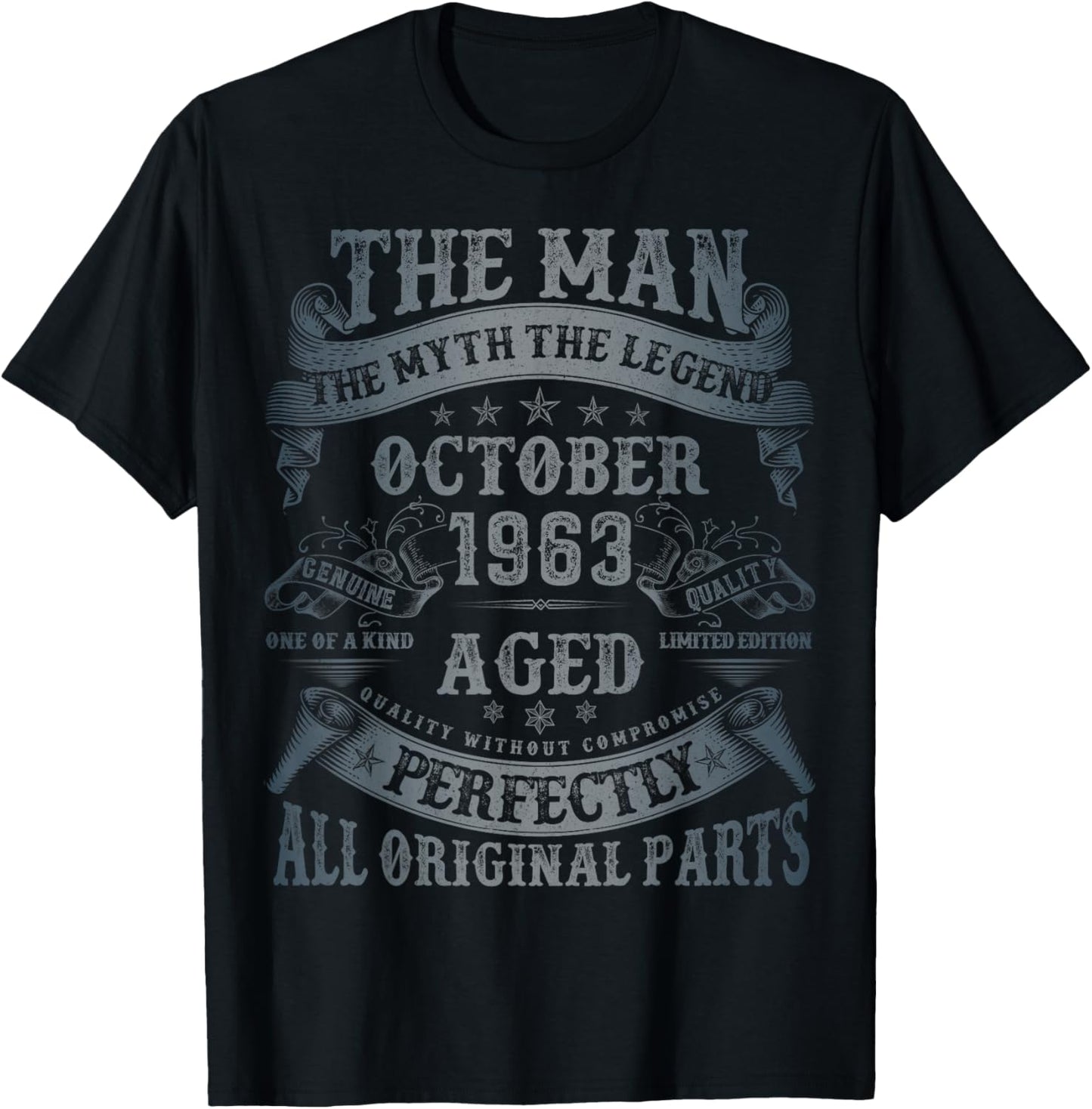 October 1963 62 Year Old Bday Gifts 62nd Birthday T-Shirt - T-Shirt | Black