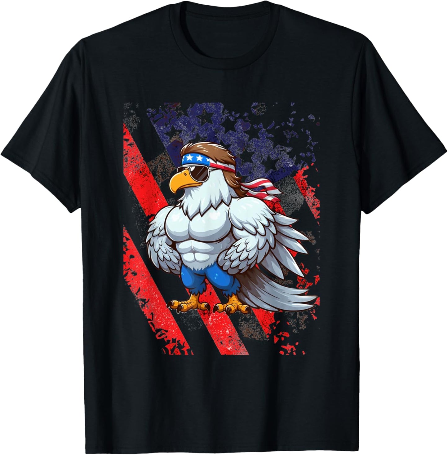 Funny American Mullet Eagle America 4th Of July Merica T-Shirt - T-Shirt | Black