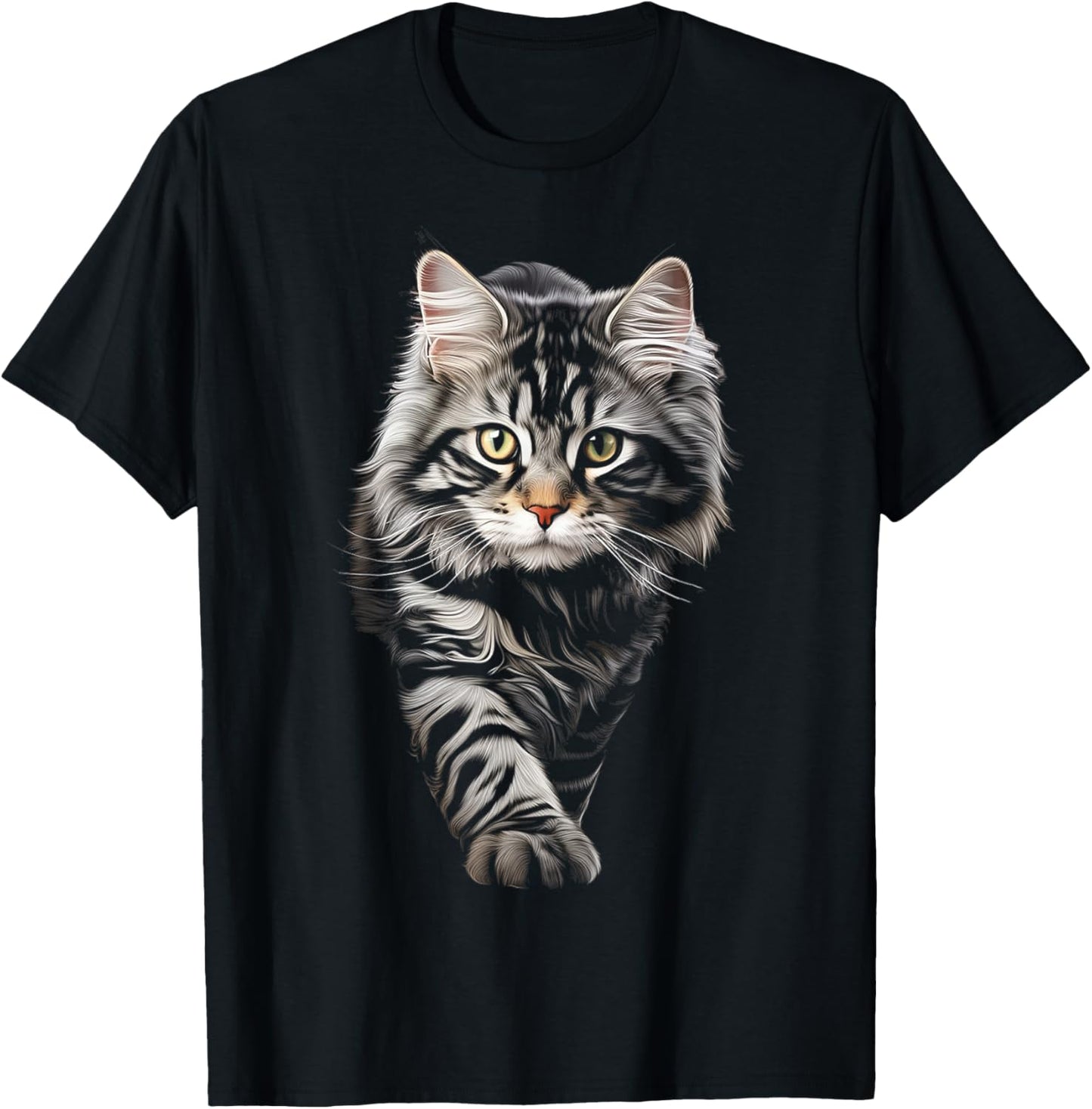 Cat Graphic Pet Illustration Cat Women Kids T-Shirt - T-Shirt | Black