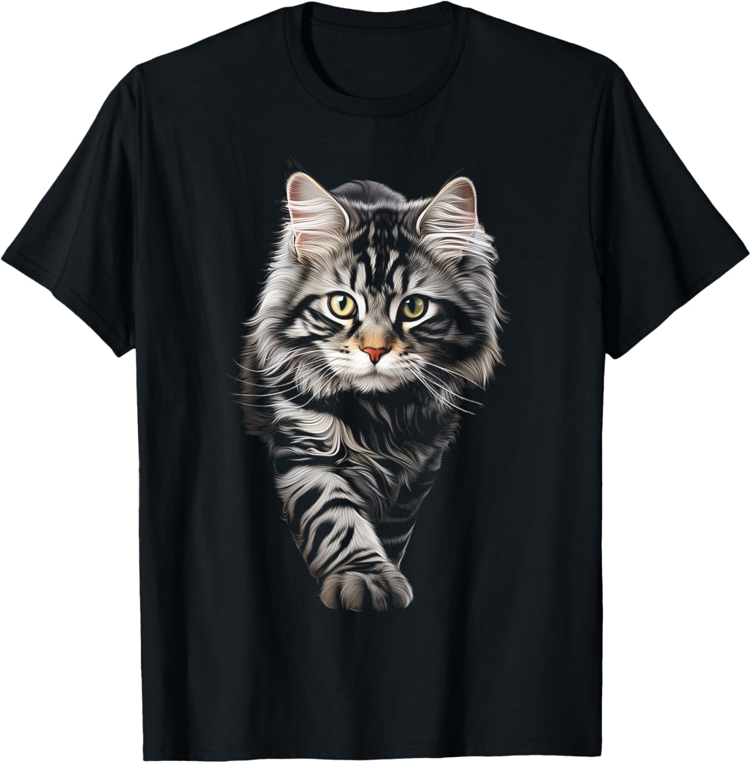 Cat Graphic Pet Illustration Cat Women Kids T-Shirt - T-Shirt | Black