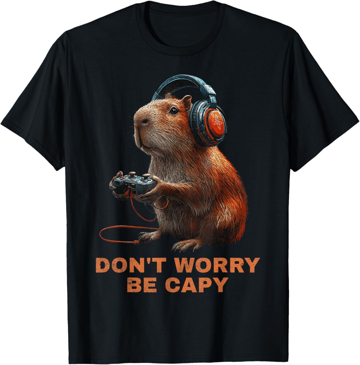 Capybara Don'T Worry Be Capy Video Game Funny Retro Vintage T-Shirt - T-Shirt | Black