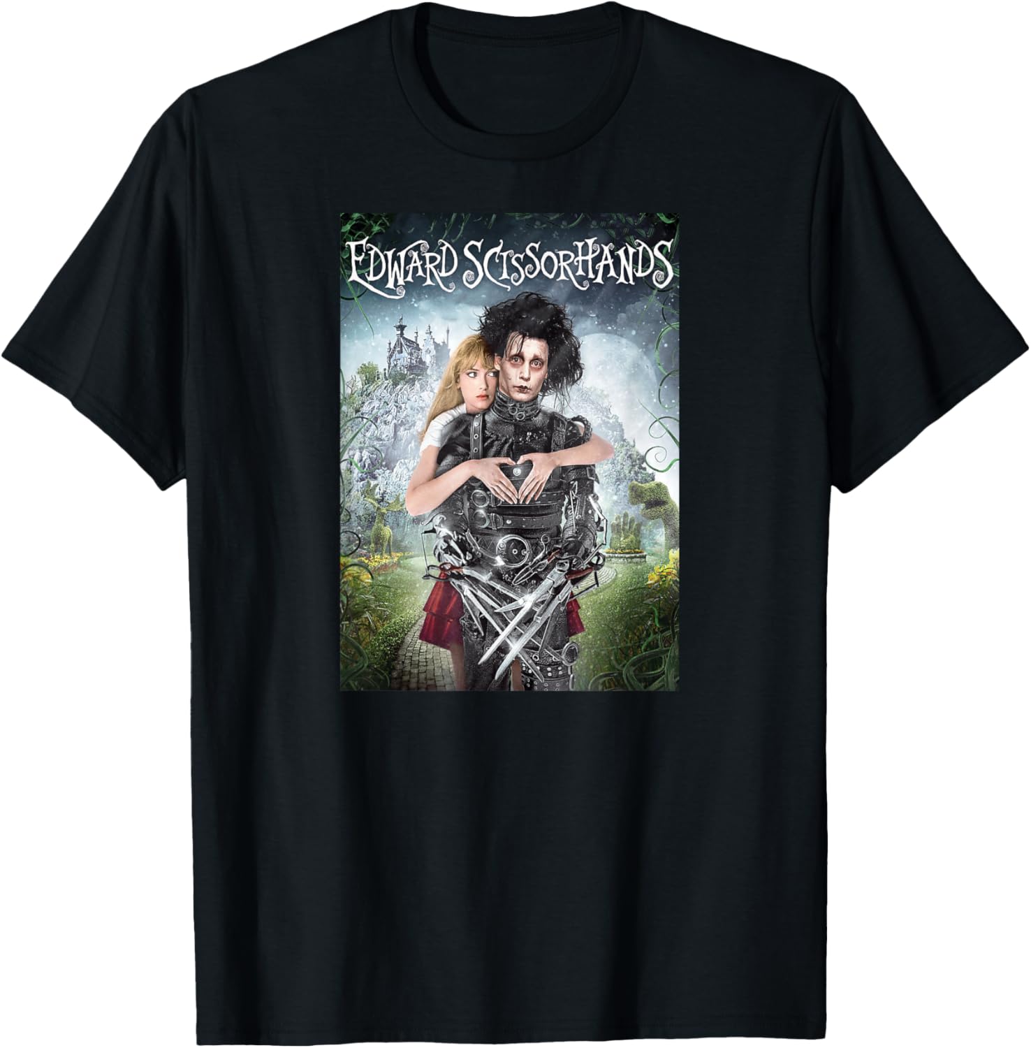 Tim Burton's Edward Scissorhands Edward and Kim Movie Poster T-Shirt - T-Shirt | Black