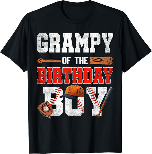 Grampy Of The Birthday Boy Baseball Bday Family T-Shirt - T-Shirt | Black