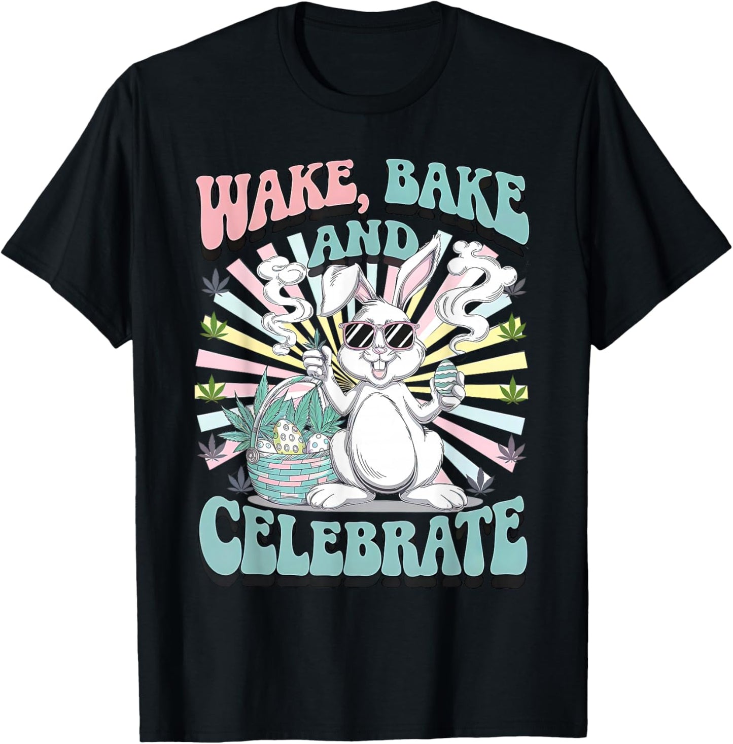 Easter Bunny Marijuana Cannabis Stoned 420 Weed Happy 420 T-Shirt - T-Shirt | Black