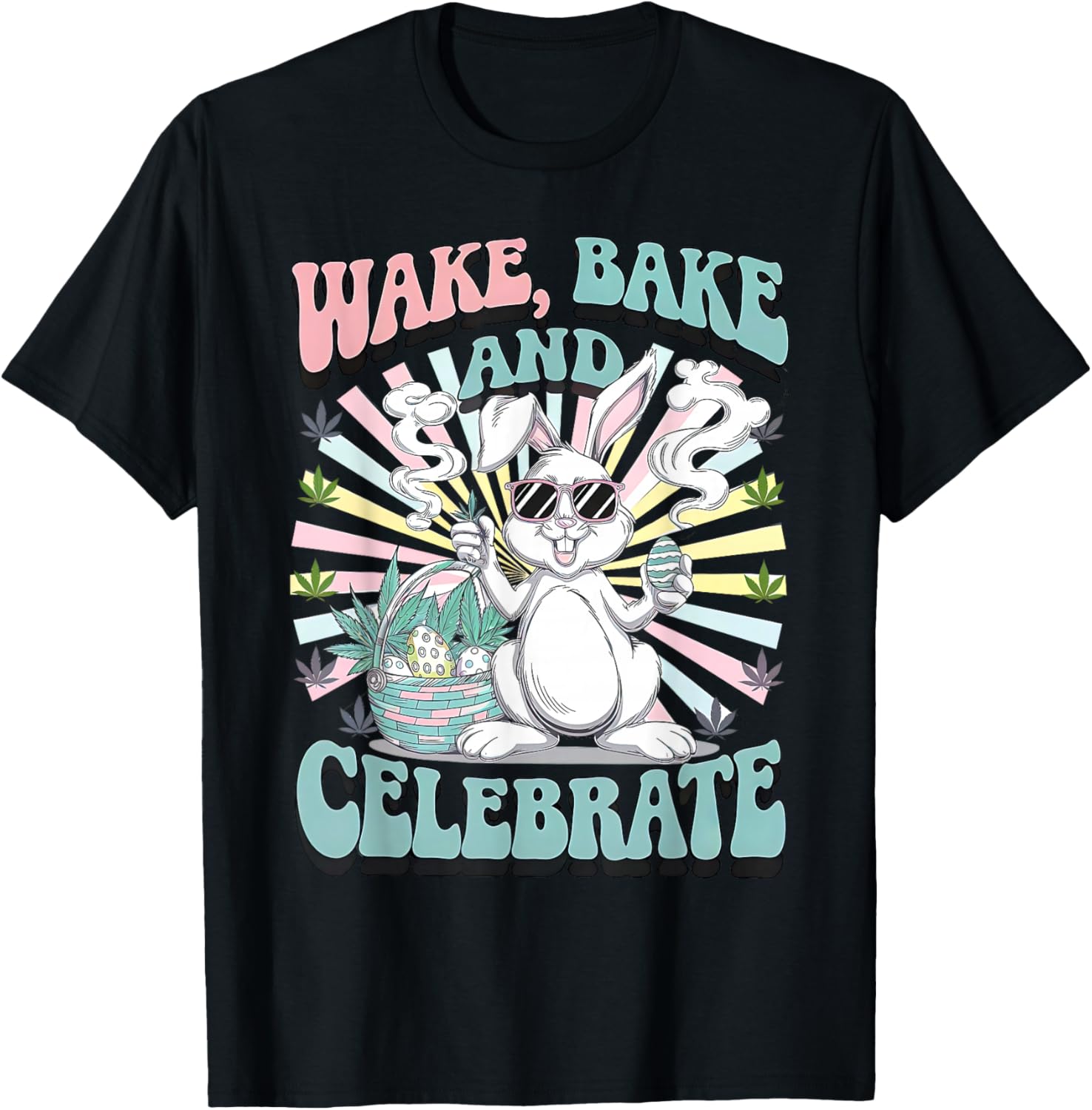 Easter Bunny Marijuana Cannabis Stoned 420 Weed Happy 420 T-Shirt - T-Shirt | Black