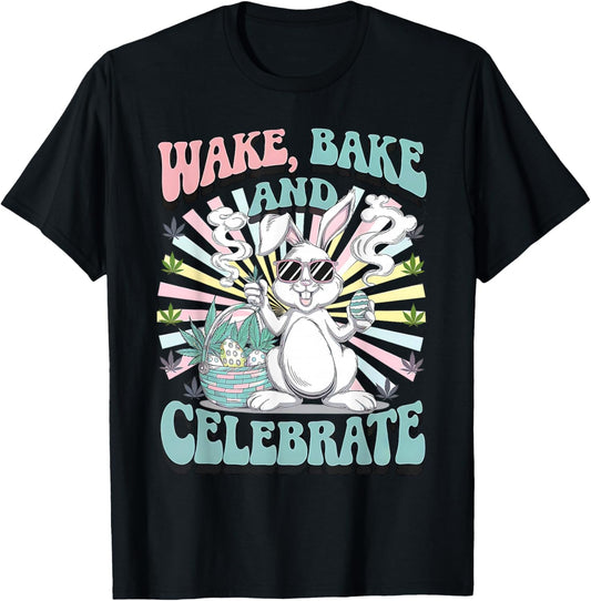 Easter Bunny Marijuana Cannabis Stoned 420 Weed Happy 420 T-Shirt - T-Shirt | Black
