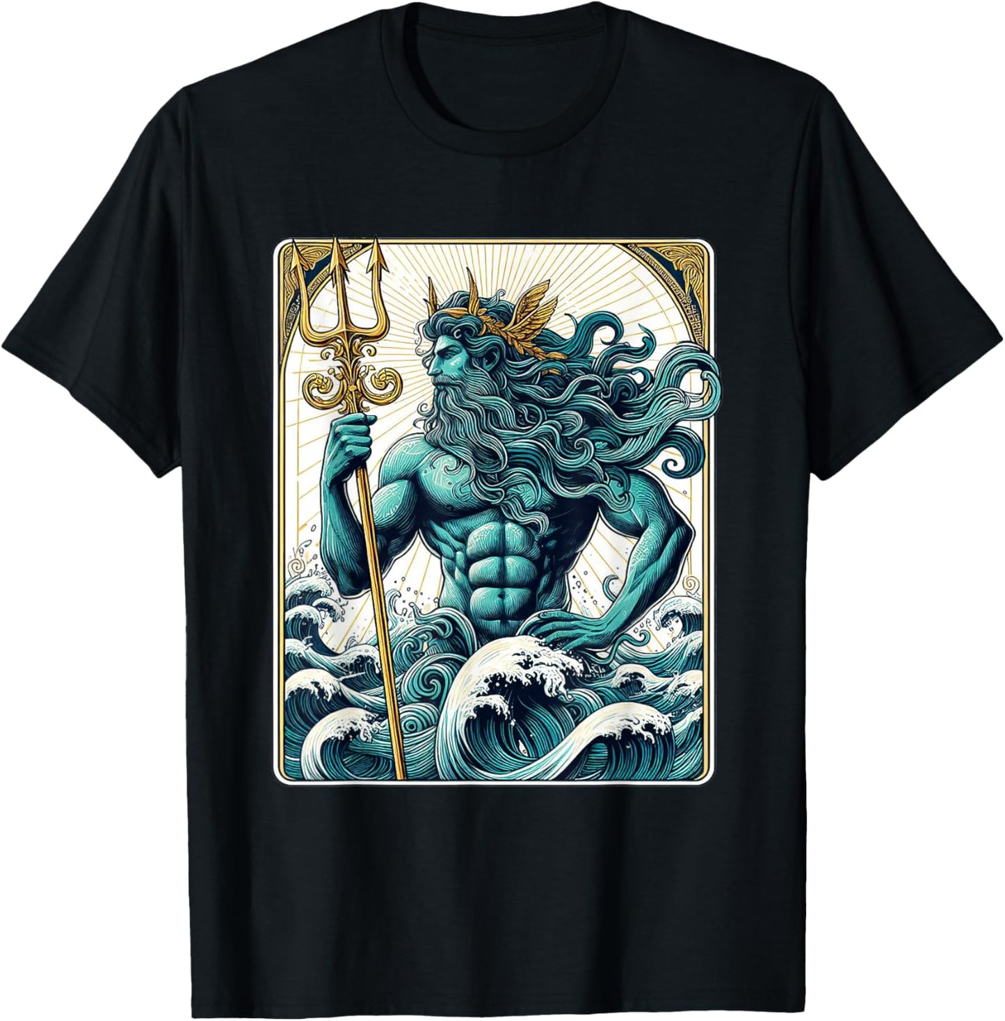Poseidon Trident Tarot Card Shirt Lord of the Sea Greek God T-Shirt - T-Shirt | Black