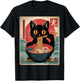 Noodles Eating Cats Eating Japanese Ramen Kawaii , Black, S T-Shirt - T-Shirt | Black