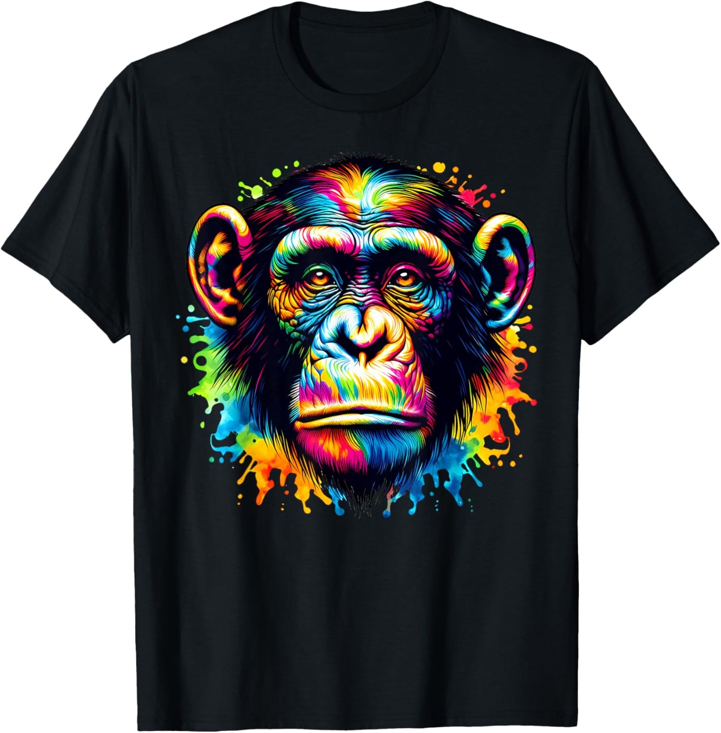 Cool Bonobo Monkey Spirit Animal Illustration Tie Dye Art T-Shirt - T-Shirt | Black