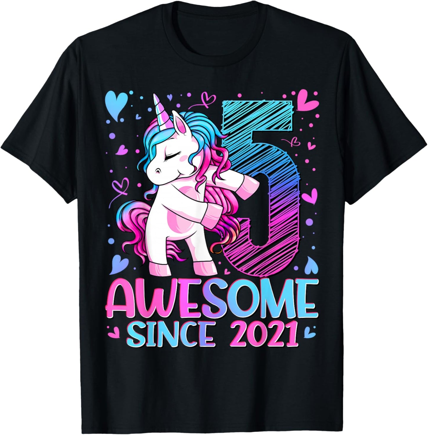 5th Birthday Shirt Girl 5 Year Old Gifts 5 Birthday Girl T-Shirt - T-Shirt | Black