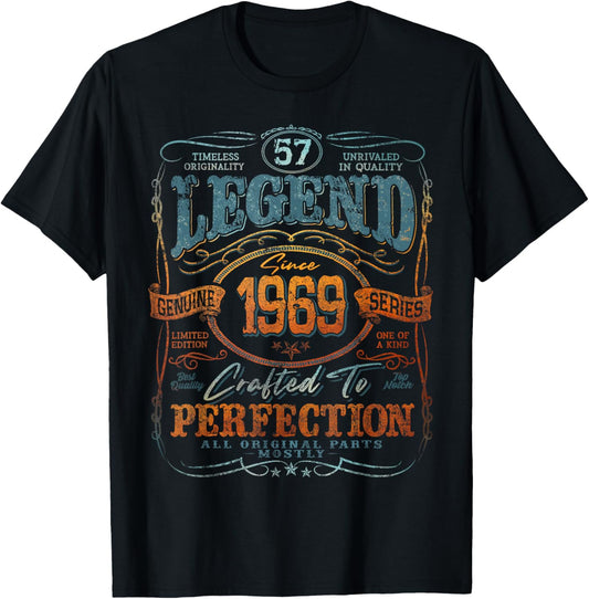 Vintage 1969 Limited Edition Shirt 57 Year Old 57th Birthday T-Shirt - T-Shirt | Black