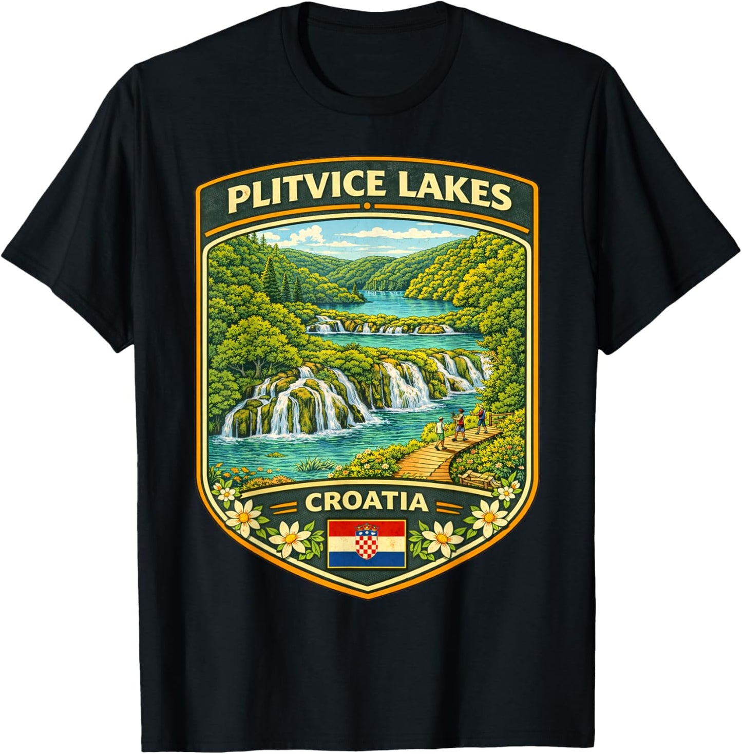 Voyage en Famille au lac de Plitvice en Croatie Zagreb T-Shirt - T-Shirt | Black