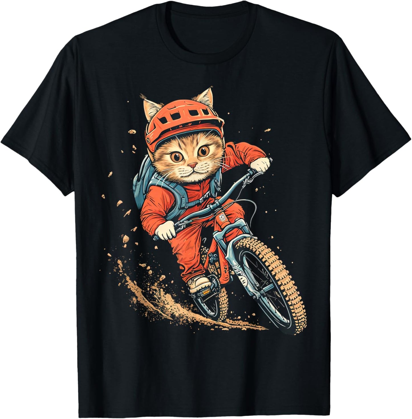 Mountain Biking Cat T-Shirt - T-Shirt | Black