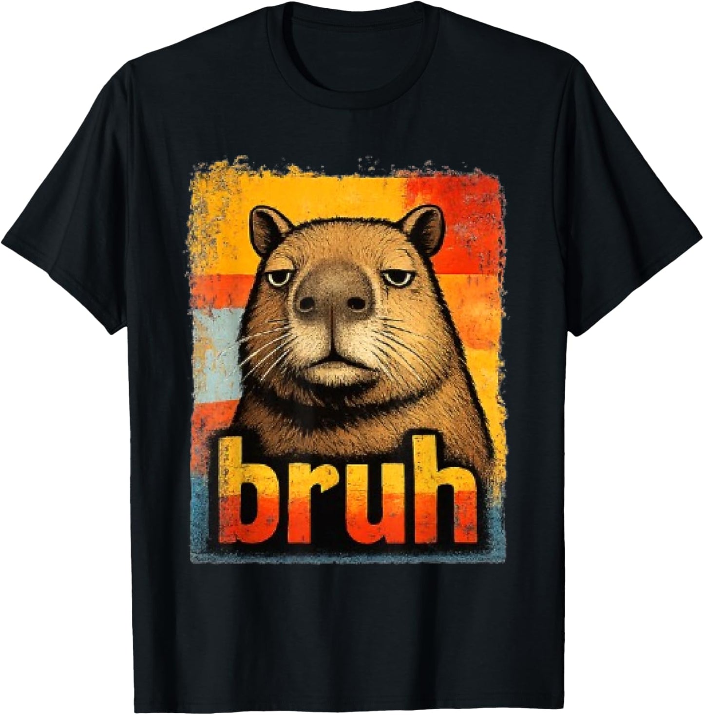 Funny Graphic Meme Capybara Bruh for Boys Girls Men Women T-Shirt - T-Shirt | Black