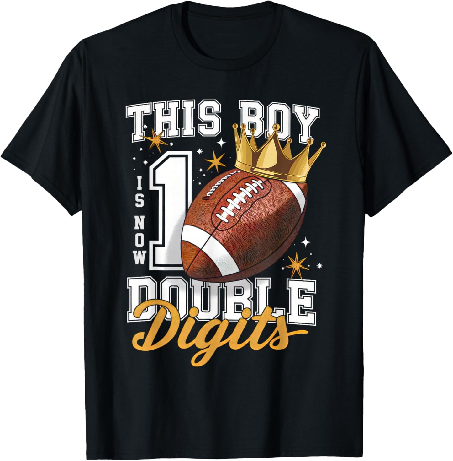 This Boy Double Digits Ten Football 10 Years Old Birthday T-Shirt - T-Shirt | Black