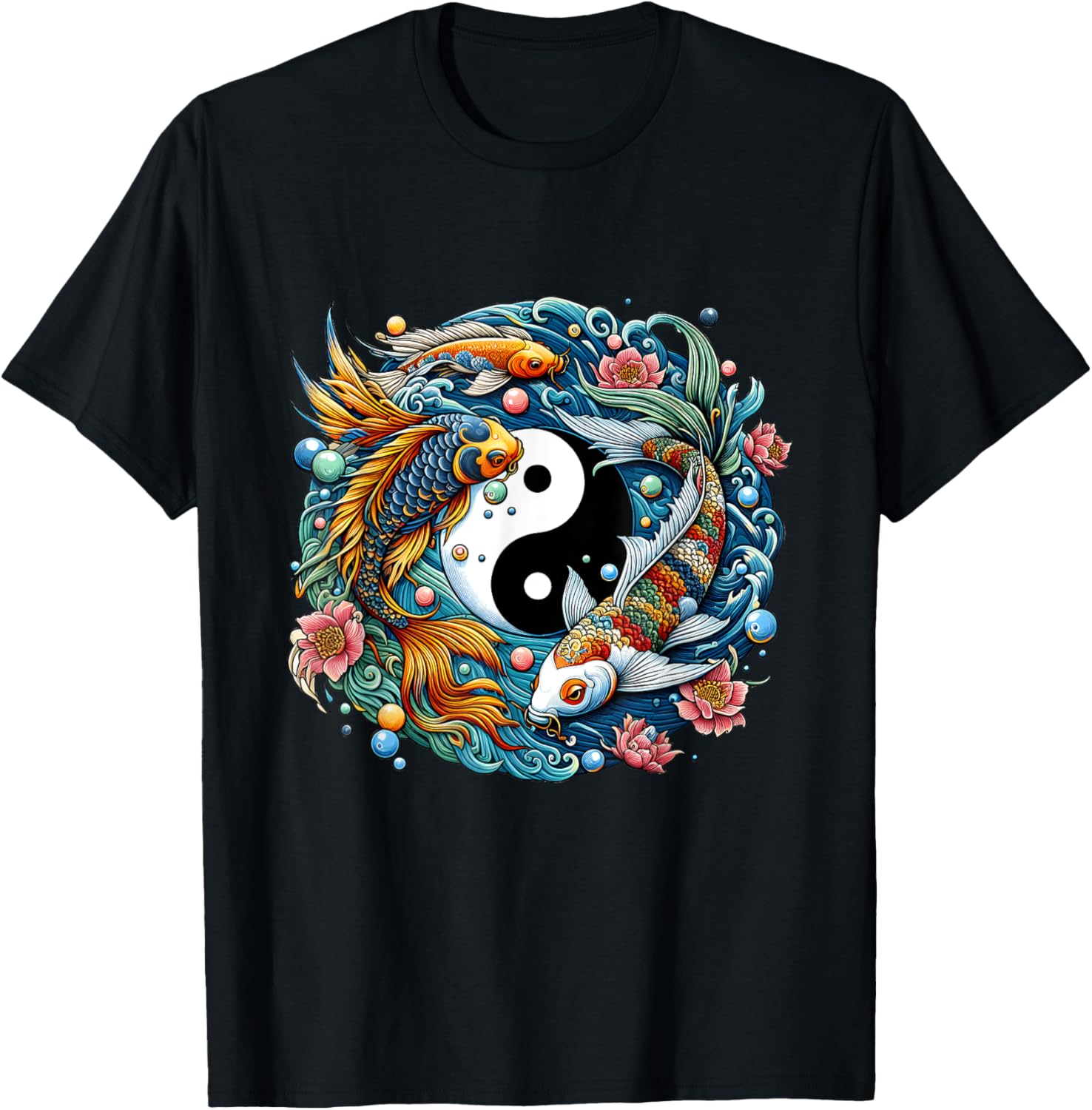 Chinese Yin Yang Koi Fish Harmony Artistic Creations T-Shirt - T-Shirt | Black