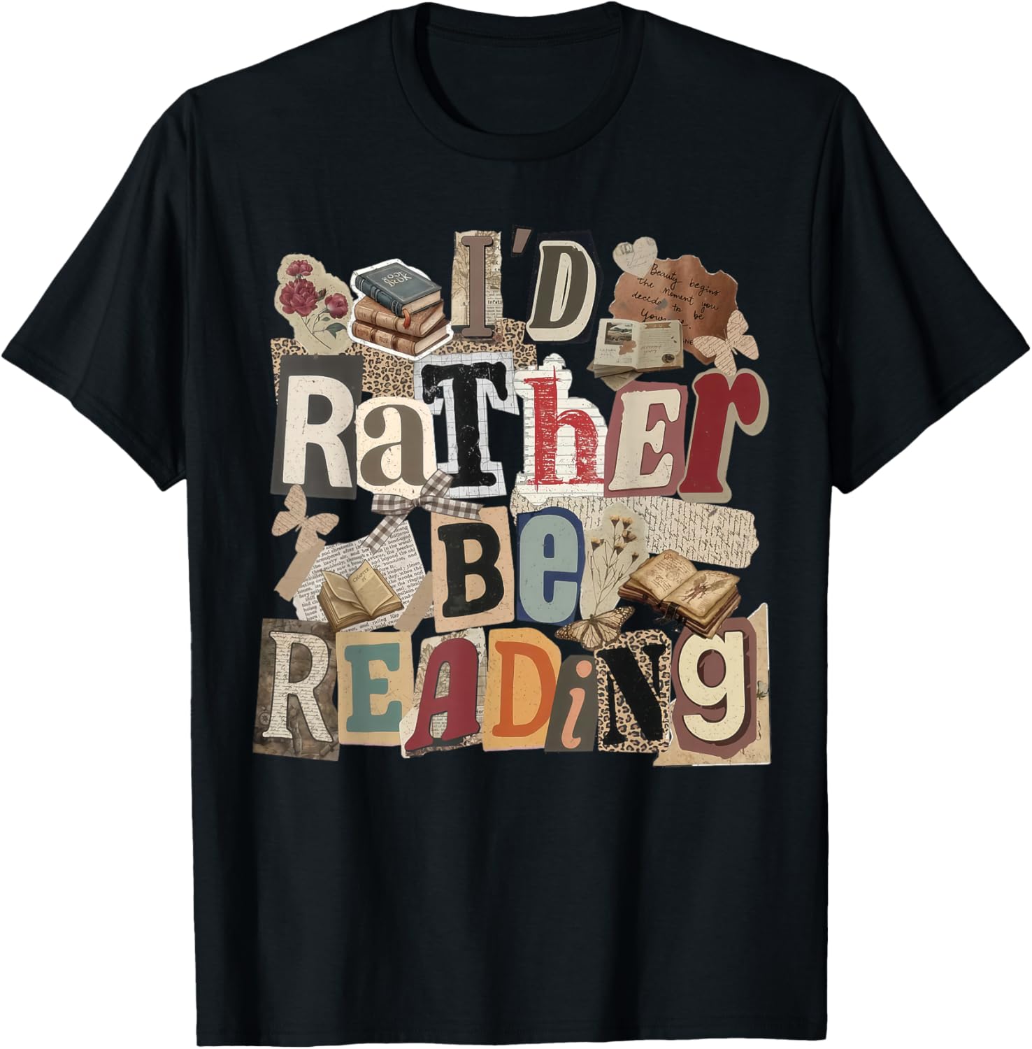 I'd Rather Be Reading Funny Bookworm Cute Book Lover T-Shirt - T-Shirt | Black