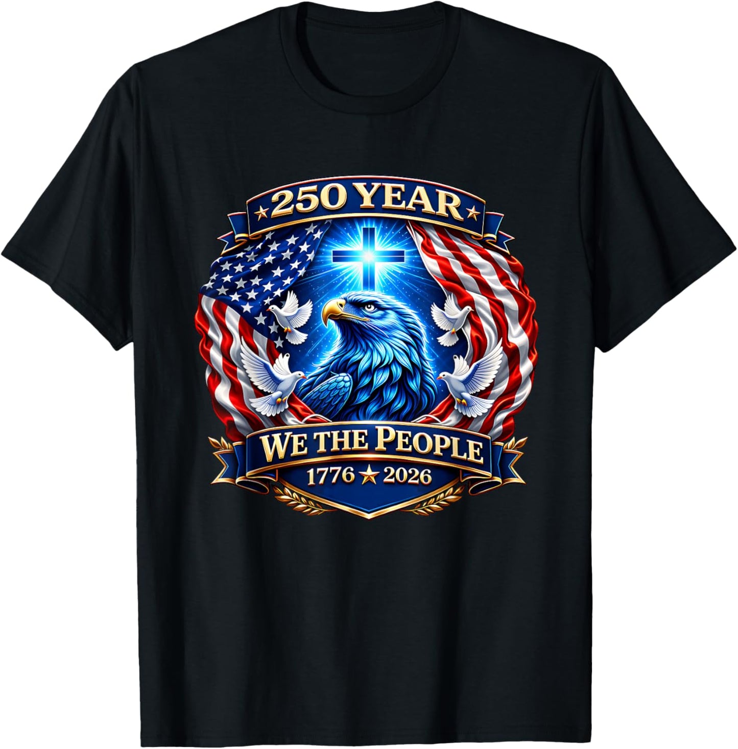 250th Anniversary USA Patriotic 250 Years American 4th July T-Shirt - T-Shirt | Black