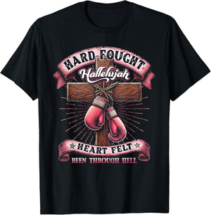 Hard Fought Heart Felt Bee Hallelujah Christian Boxing Faith T-Shirt - T-Shirt | Black