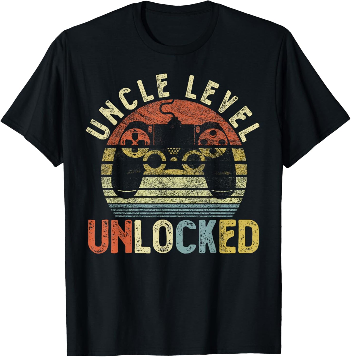 Vintage Uncle Level Unlocked, Video Gamer Funny Saying Retro T-Shirt - T-Shirt | Black