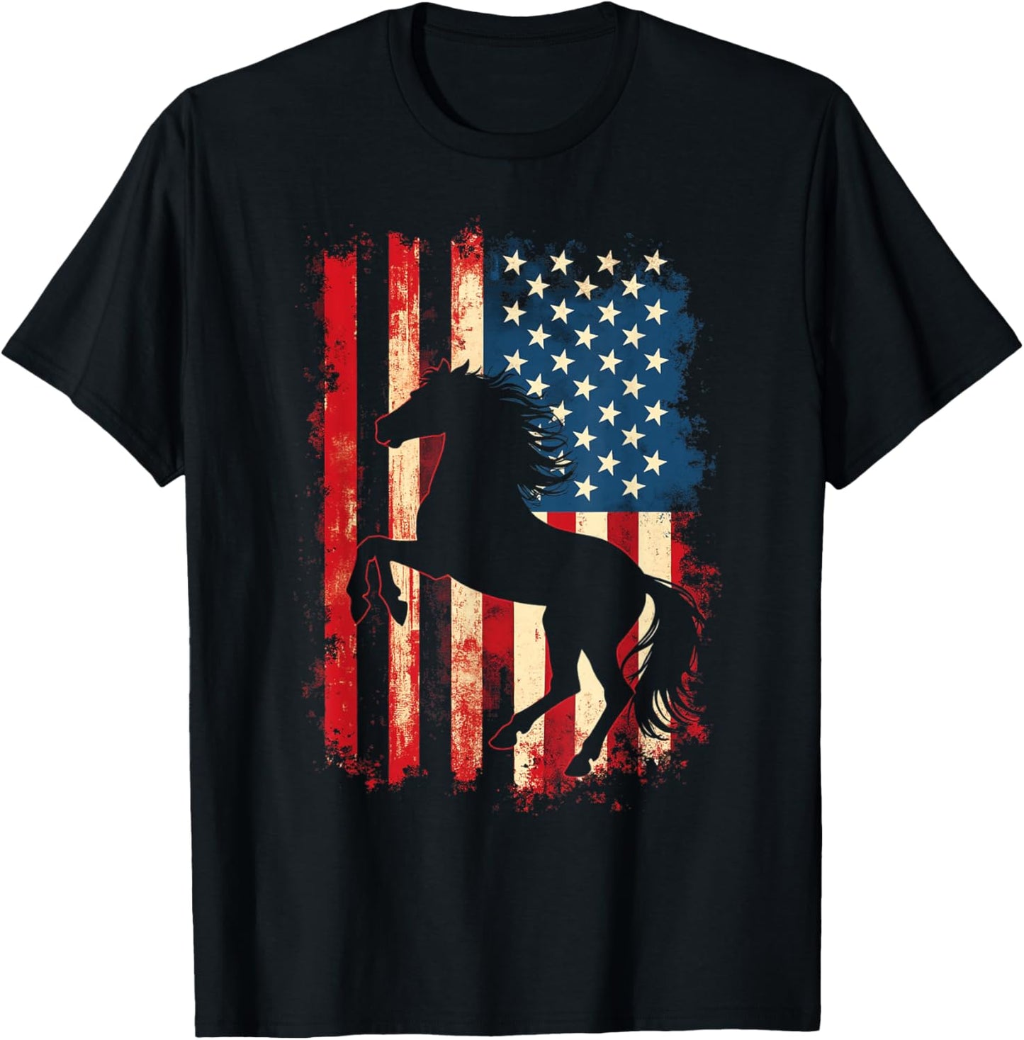 Patriotic Horse Silhouette T-Shirt - T-Shirt | Black