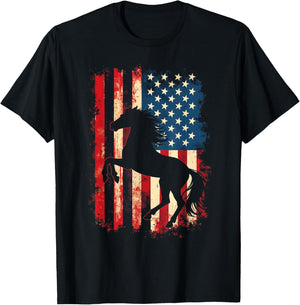 Patriotic Horse Silhouette T-Shirt - T-Shirt | Black