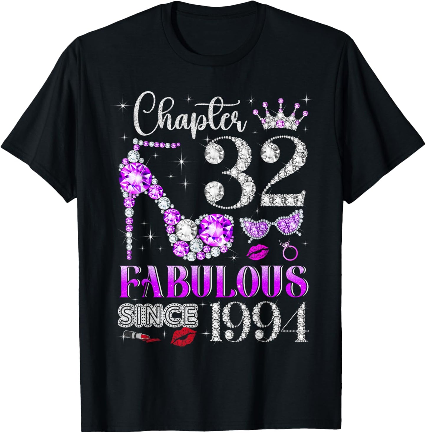 Chapter 32 Fabulous Since 1994 32nd Birthday Ladies Girls T-Shirt - T-Shirt | Black