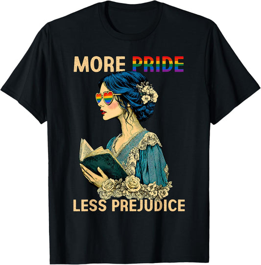 More Pride Less Prejudice LGBTQ Pride Month Gay Pride T-Shirt - T-Shirt | Black