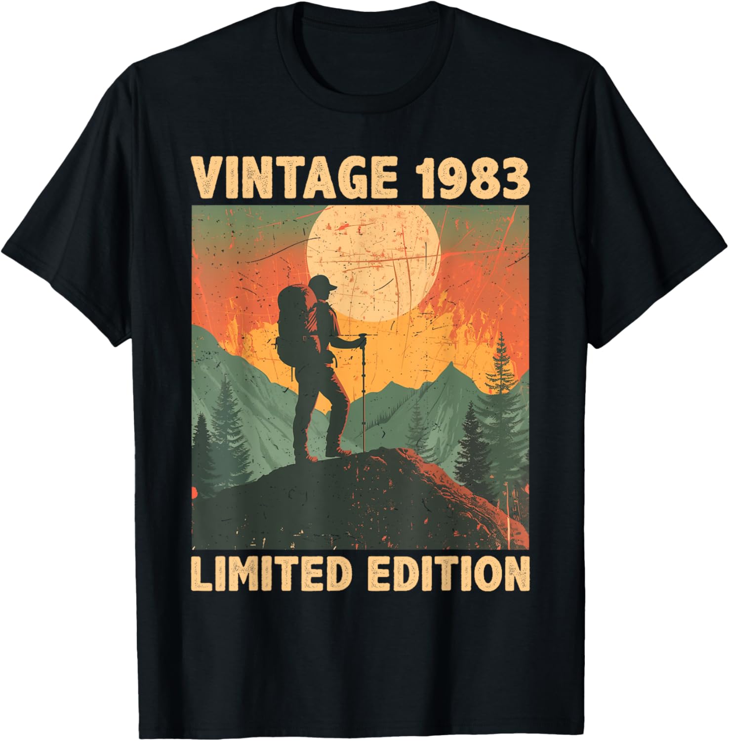 41 Years Old Gift Vintage 1983 Hiking Lover 41st Birthday T-Shirt - T-Shirt | Black