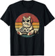 Kitten Cat Playing Video Games Vintage Funny Cat Gaming Men Women Kids T-Shirt - T-Shirt | Black