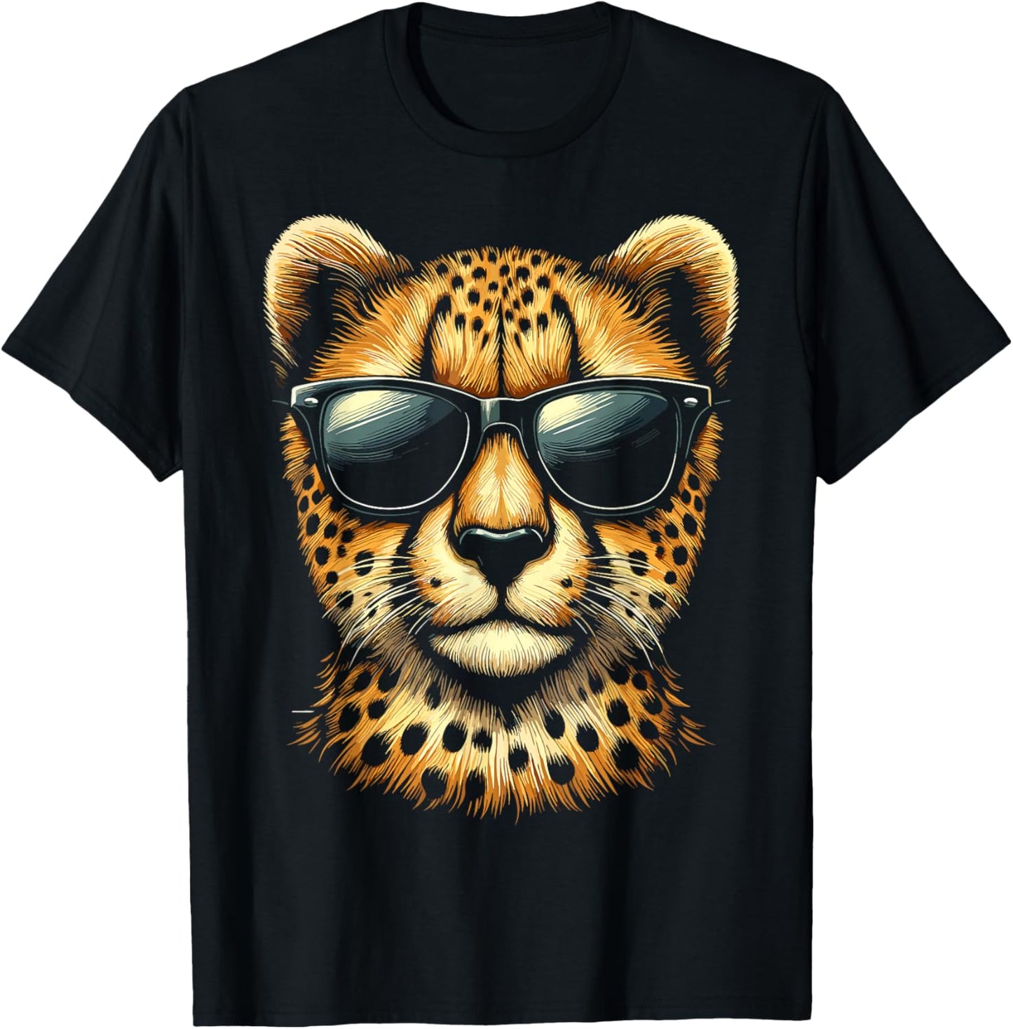 Cheetah with Sunglasses Cheetah Animal T-Shirt - T-Shirt | Black