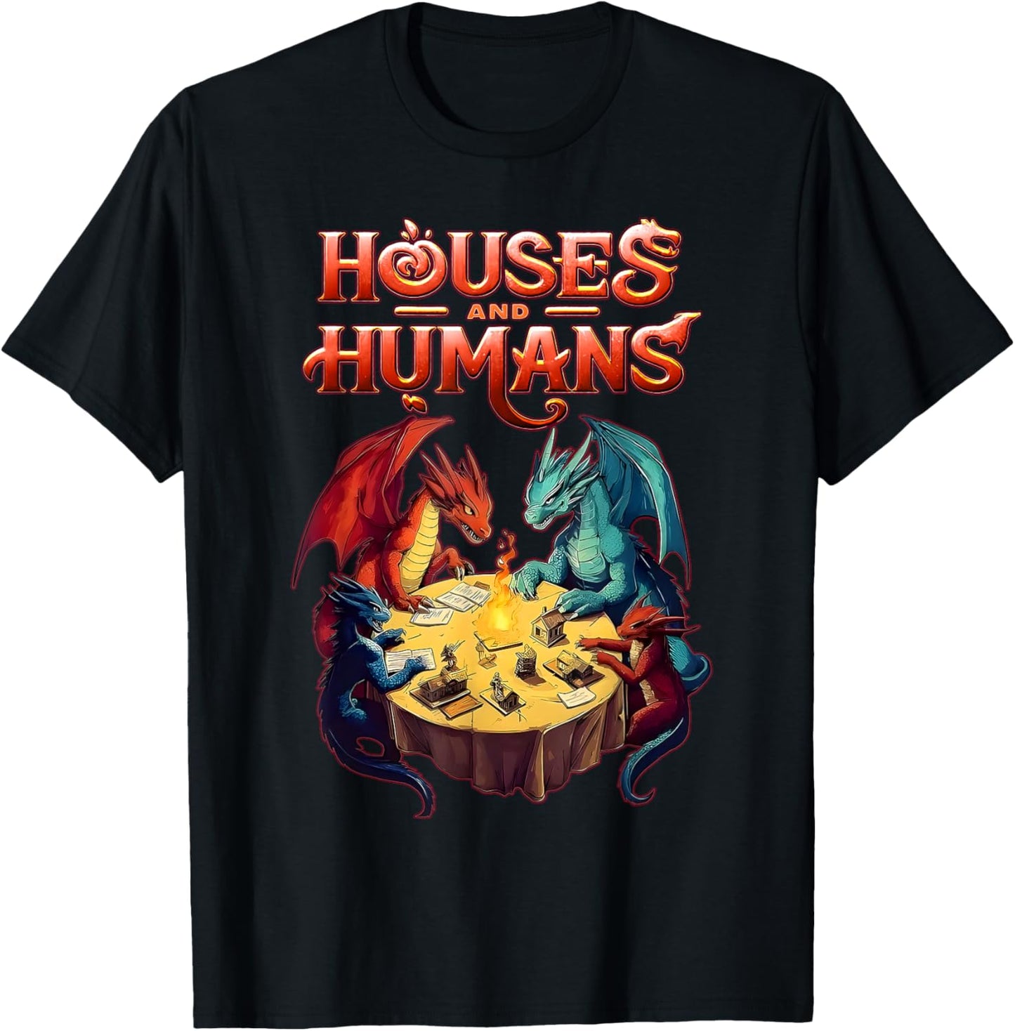 Houses and Humans Dragons Funny Video Games T-Shirt - T-Shirt | Black