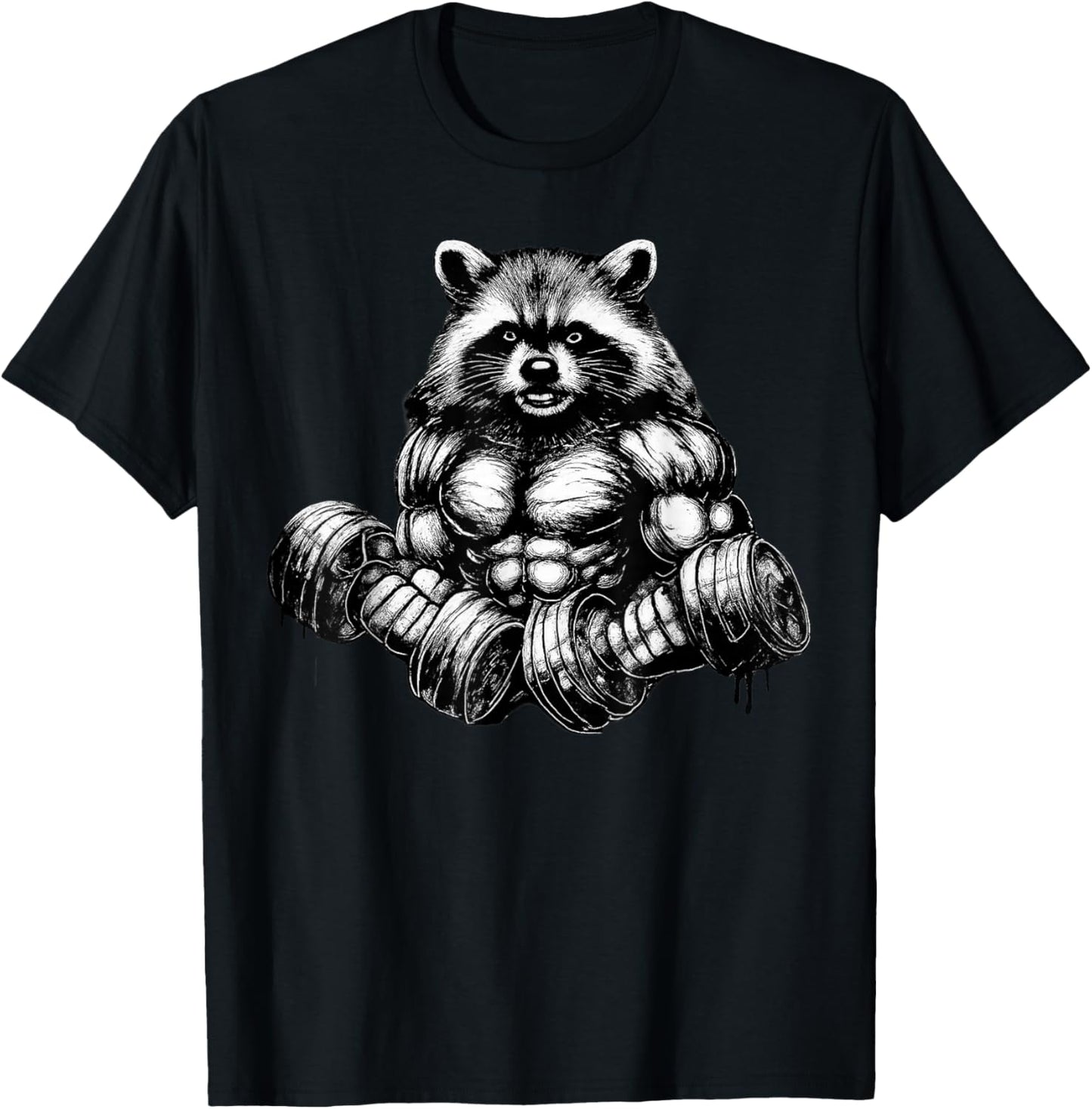 Raccoon Deadlift Weight Training Gym Graphic T-Shirt - T-Shirt | Black