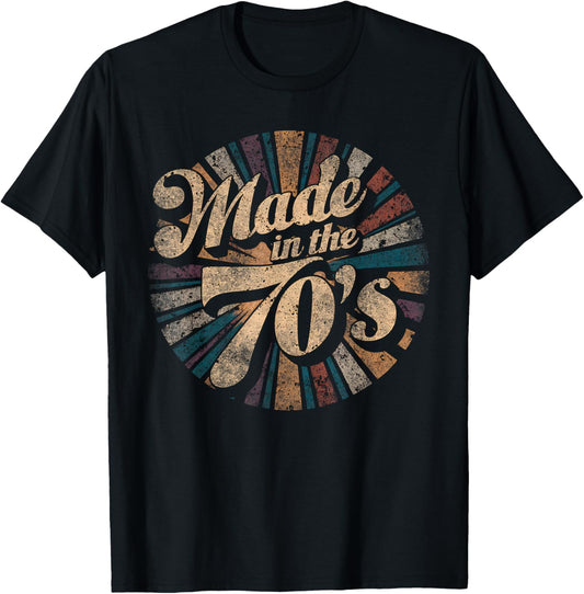 Retro Vintage 70s Party Design Made In The 70's T-Shirt - T-Shirt | Black