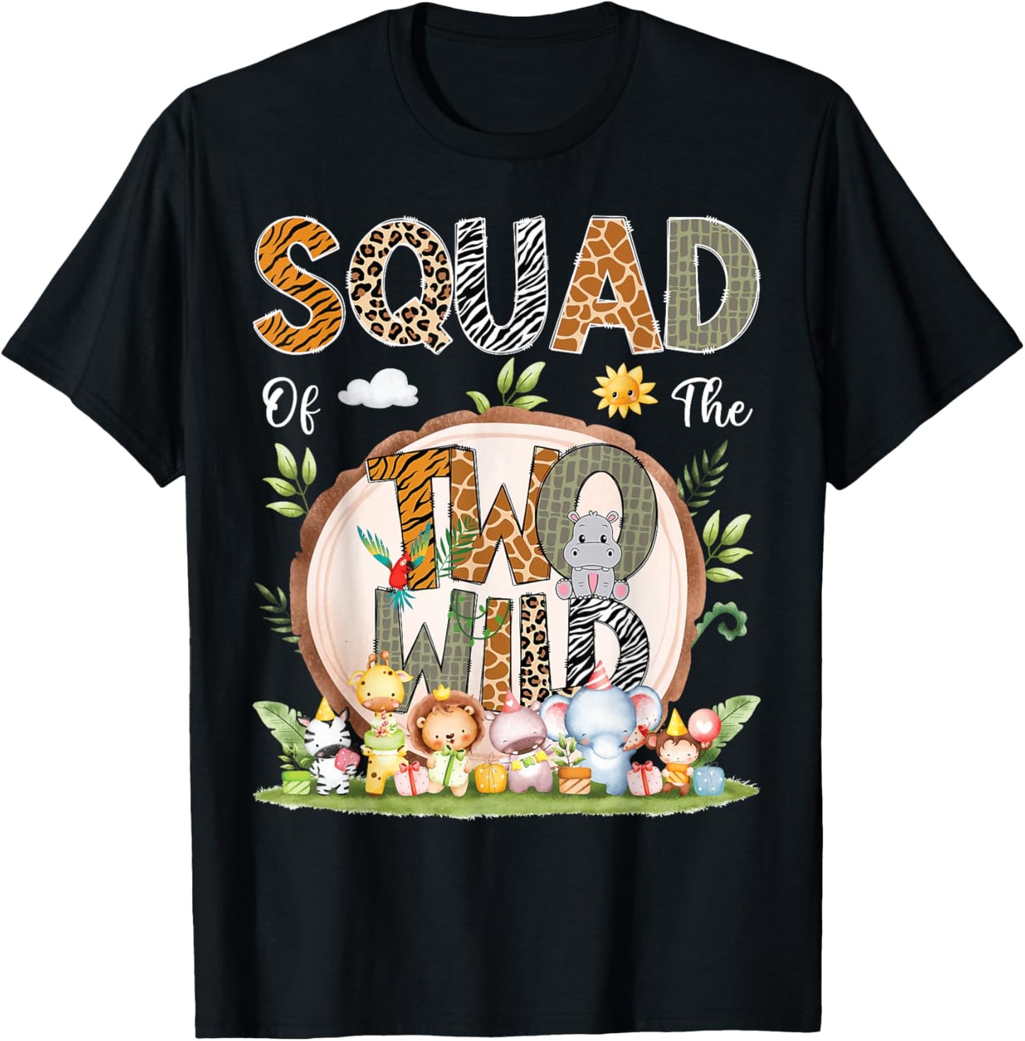 Squad Of The Two Wild Animal Safari 2Nd Birthday Party T-Shirt - T-Shirt | Black