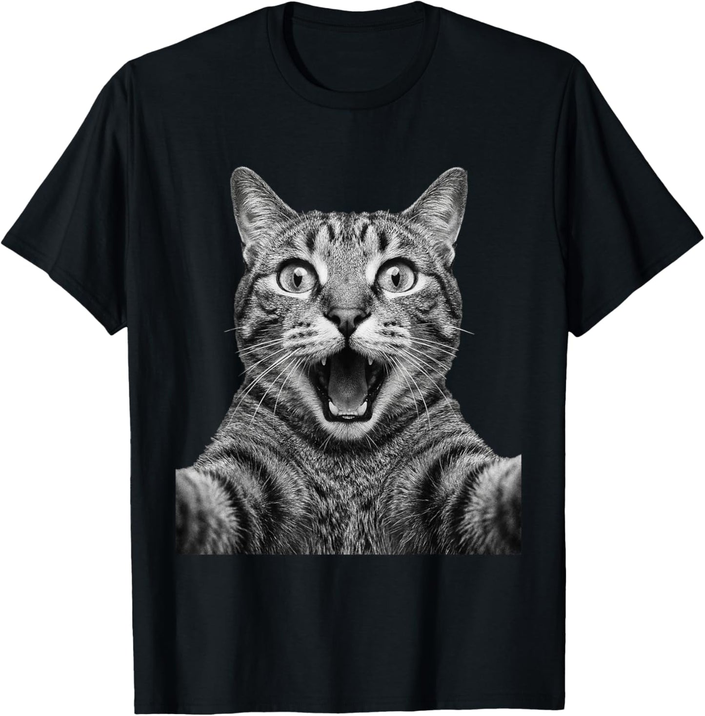 Funny Cat Selfie Meme Close Up T-Shirt - T-Shirt | Black