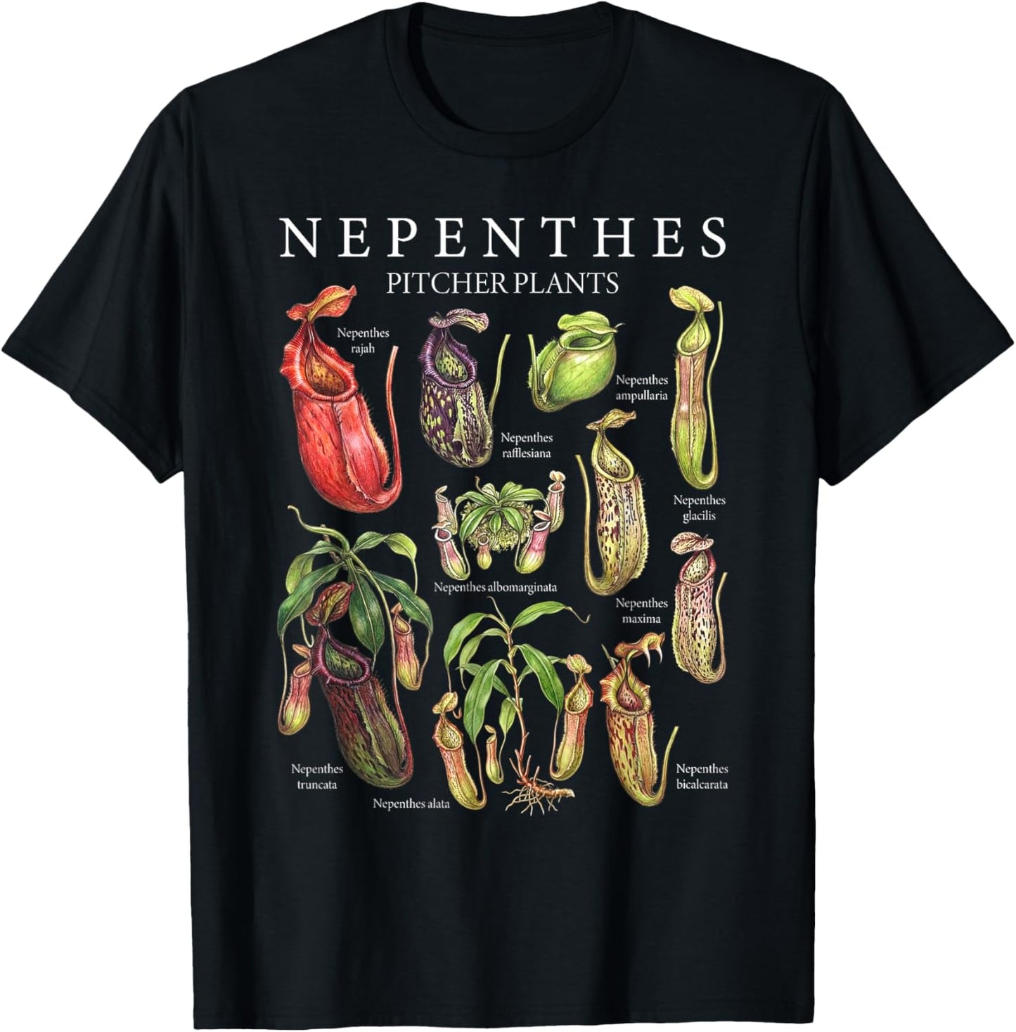 Carnivorous Plants Pitcher Botanical Nature Gardening Lovers T-Shirt - T-Shirt | Black