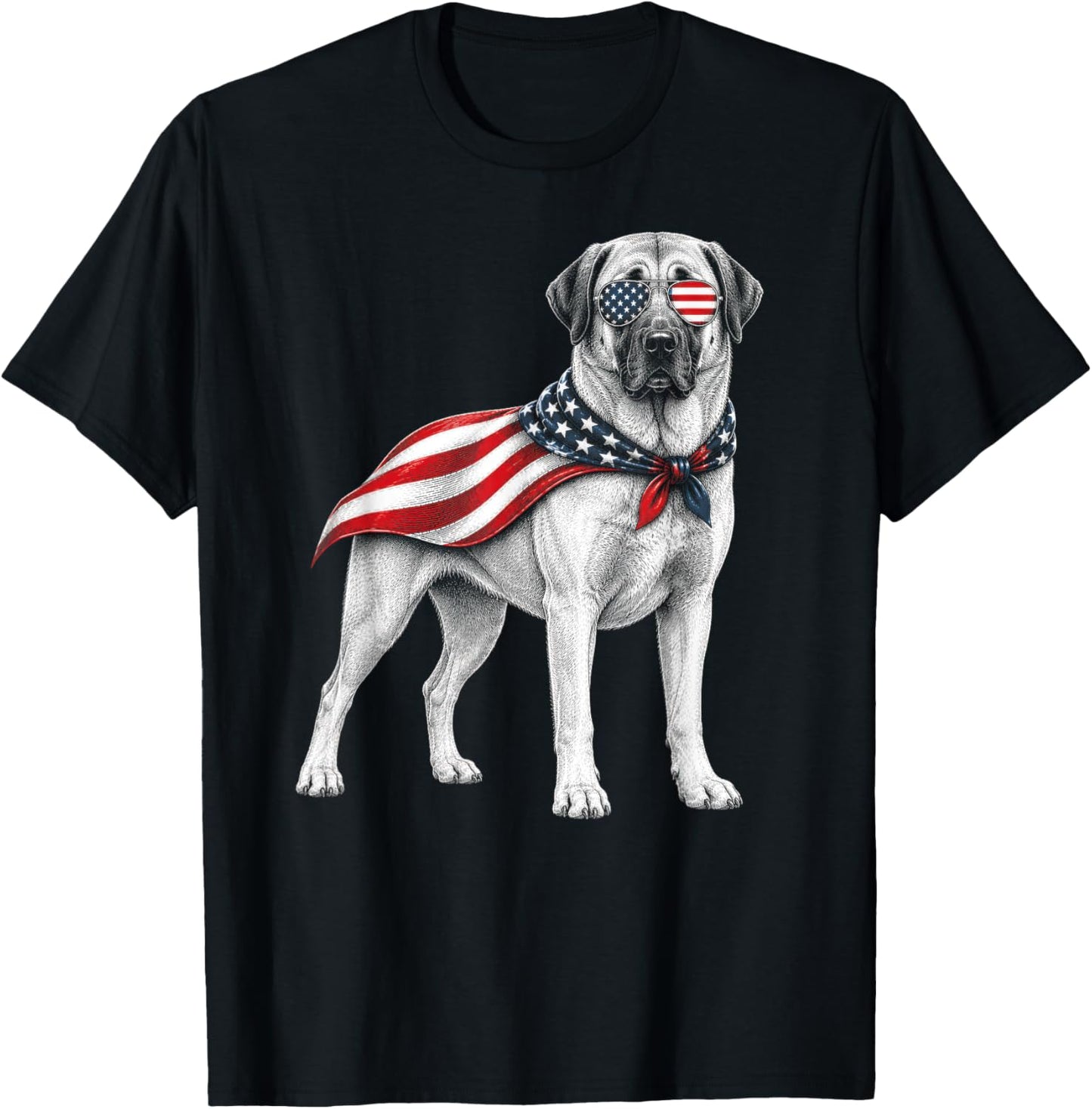 Anatolian Shepherd 4th of July US American Flag Patriotic T-Shirt - T-Shirt | Black
