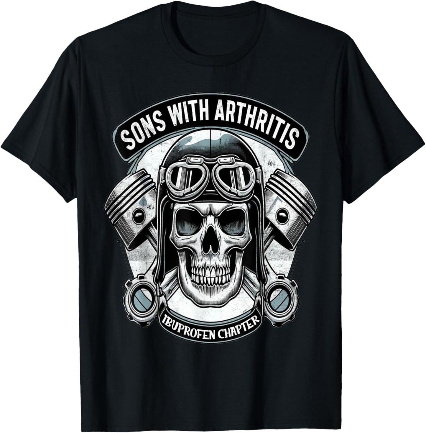 Sons With Arthritis Ibuprofen Chapter Cool Biker Skull T-Shirt - T-Shirt | Black